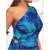 imageMakeMeChic Womens Plus Size Tie Dye One Shoulder Dress Cut Out Pleated Sleeveless Summer DressesMulticolor