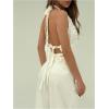 imageMakeMeChic Womens Ruffle Layered Halter Top Sleeveless Tie Back Y2K Crop TopsFloral White