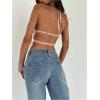 imageMakeMeChic Womens Ruffle Layered Halter Top Sleeveless Tie Back Y2K Crop TopsPink