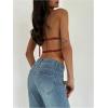 imageMakeMeChic Womens Ruffle Layered Halter Top Sleeveless Tie Back Y2K Crop TopsRed