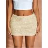 imageMakeMeChic Womens Sequin Sparkly Skirt Mini Micro Glitter Y2k Low Rise Summer SkirtApricot