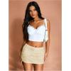imageMakeMeChic Womens Sequin Sparkly Skirt Mini Micro Glitter Y2k Low Rise Summer SkirtApricot