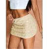 imageMakeMeChic Womens Sequin Sparkly Skirt Mini Micro Glitter Y2k Low Rise Summer SkirtApricot