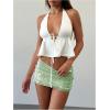 imageMakeMeChic Womens Sequin Sparkly Skirt Mini Micro Glitter Y2k Low Rise Summer SkirtGreen