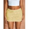 imageMakeMeChic Womens Sequin Sparkly Skirt Mini Micro Glitter Y2k Low Rise Summer SkirtYellow