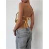 imageMakeMeChic Womens Sequin Sparkly Tie Backless Tube Crop Tops Strapless Bandeau Top ClubwearGold