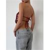 imageMakeMeChic Womens Sequin Sparkly Tie Backless Tube Crop Tops Strapless Bandeau Top ClubwearRed