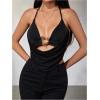 imageMakeMeChic Womens Sexy Deep V Neck Halter Top Backless Going Out Top Y2k Crop TopsBlack