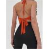imageMakeMeChic Womens Sexy Deep V Neck Halter Top Backless Going Out Top Y2k Crop TopsOrange
