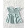 imageMakeMeChic Womens Striped Bandeau Shirt Bow Knot Frill Trim Ruffle Hem Shirred Summer Y2k Tube TopGreen