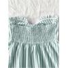 imageMakeMeChic Womens Striped Bandeau Shirt Bow Knot Frill Trim Ruffle Hem Shirred Summer Y2k Tube TopGreen