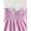 imageMakeMeChic Womens Striped Bandeau Shirt Bow Knot Frill Trim Ruffle Hem Shirred Summer Y2k Tube TopPink
