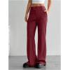 imageMakeMeChic Womens Striped Dressy Pants Straight Leg Work Office Long TrousersBurgundy