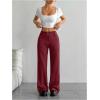 imageMakeMeChic Womens Striped Dressy Pants Straight Leg Work Office Long TrousersBurgundy