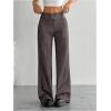 imageMakeMeChic Womens Striped Dressy Pants Straight Leg Work Office Long TrousersChocolate Brown
