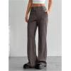 imageMakeMeChic Womens Striped Dressy Pants Straight Leg Work Office Long TrousersChocolate Brown