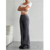 imageMakeMeChic Womens Striped Dressy Pants Straight Leg Work Office Long TrousersDark Grey