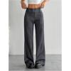 imageMakeMeChic Womens Striped Dressy Pants Straight Leg Work Office Long TrousersDark Grey
