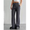 imageMakeMeChic Womens Striped Dressy Pants Straight Leg Work Office Long TrousersDark Grey