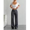 imageMakeMeChic Womens Striped Dressy Pants Straight Leg Work Office Long TrousersDark Grey