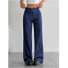 imageMakeMeChic Womens Striped Dressy Pants Straight Leg Work Office Long TrousersRoyal Blue