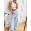 imageMakeMeChic Womens Striped Pants Elastic Waist Wide Leg Straight Summer TrousersBlue