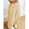 imageMakeMeChic Womens Striped Pants Elastic Waist Wide Leg Straight Summer TrousersYellow