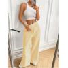 imageMakeMeChic Womens Striped Pants Elastic Waist Wide Leg Straight Summer TrousersYellow