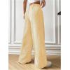 imageMakeMeChic Womens Striped Pants Elastic Waist Wide Leg Straight Summer TrousersYellow