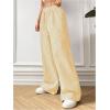 imageMakeMeChic Womens Striped Pants Elastic Waist Wide Leg Straight Summer TrousersYellow