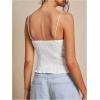 imageMakeMeChic Womens Summer Camisole Tops Spaghetti Strap Frill Trim Sleeveless Eyelet Tank TopWhite