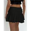 imageMakeMeChic Womens Tiered Layer Ruched Mesh Sheer Flared Ruffle Hem Summer Y2K Mini SkirtsBlack