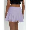 imageMakeMeChic Womens Tiered Layer Ruched Mesh Sheer Flared Ruffle Hem Summer Y2K Mini SkirtsPurple