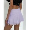 imageMakeMeChic Womens Tiered Layer Ruched Mesh Sheer Flared Ruffle Hem Summer Y2K Mini SkirtsPurple