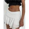 imageMakeMeChic Womens Tiered Layer Ruched Mesh Sheer Flared Ruffle Hem Summer Y2K Mini SkirtsWhite