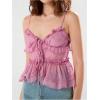 imageMakeMeChic Womens V Neck Mesh Cami Top Bow Tie Front Spaghetti Strap Frill Trim Ruffle Hem Camisole TopsMauve Purple