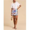 imageMakeMeChic Womens Wrap Skirt Skort Summer Linen Skirt Vacation Boho Mini Short SkirtsBeach Ocean Blue