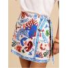 imageMakeMeChic Womens Wrap Skirt Skort Summer Linen Skirt Vacation Boho Mini Short SkirtsBeach Ocean Blue