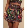 imageMakeMeChic Womens Wrap Skirt Skort Summer Linen Skirt Vacation Boho Mini Short SkirtsBoho Black