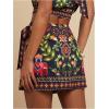 imageMakeMeChic Womens Wrap Skirt Skort Summer Linen Skirt Vacation Boho Mini Short SkirtsBoho Black