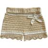 imageMakeMeChic Womens 3D Flower Crochet Micro Mini Shorts Colorblock Scallop Knit Summer ShortsBeige