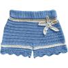 imageMakeMeChic Womens 3D Flower Crochet Micro Mini Shorts Colorblock Scallop Knit Summer ShortsBlue and White