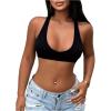 imageMakeMeChic Womens Backless Crop Tank Top Low Cut Sexy Cute Summer TopsBlack