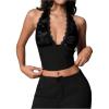 imageMakeMeChic Womens Cheetah Print Top Halter Corset Top Sexy Deep V Neck Going Out TopsBlack