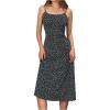 imageMakeMeChic Womens Ditsy Floral Ruffle Midi Dress A Line Spaghetti Strap Cami DressesBlack and White