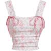 imageMakeMeChic Womens Floral Bow Wide Strap Cami Top Ruched Sleeveless Tank Crop TopsPink