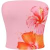 imageMakeMeChic Womens Floral Summer Tops Strapless Tube Crop Tops Backless Bandeau TopPink