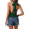 imageMakeMeChic Womens Halter Tops Satin Silk Backless Sleeveless Summer Camisole Going Out TopDark Green a
