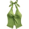imageMakeMeChic Womens Halter Tops Slit Twist Front Backless Cute Summer Tank TopGreen