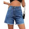 imageMakeMeChic Womens High Waist Jean Shorts Casual Raw Hem Straight Leg Summer Denim ShortsDark Blue